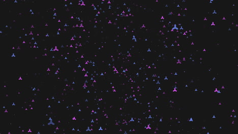 zigzagging array of blue and green triangles on a black backdrop. bold design with triangles oriented in varying directions, creating a dynamic visual impact