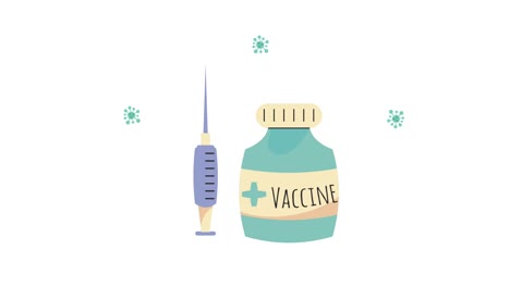 covid19 vaccine animation with vial and injection
