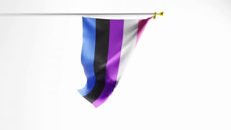 renderización en 3d de la bandera del orgullo fluido de género ondeando contra un fondo blanco