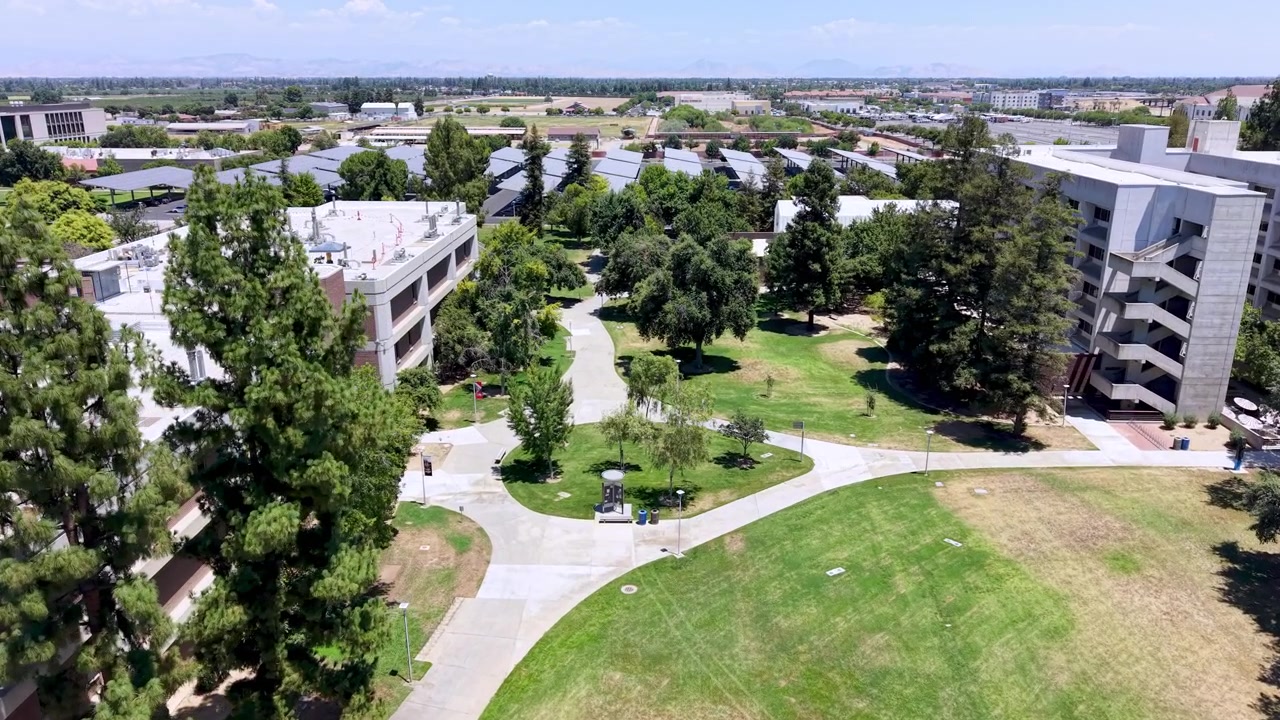 aerial fresno state university in fresno california