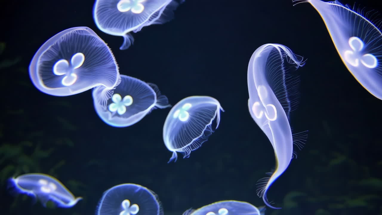 Ethereal Moon Jellyfish Drifting in an Underwater World