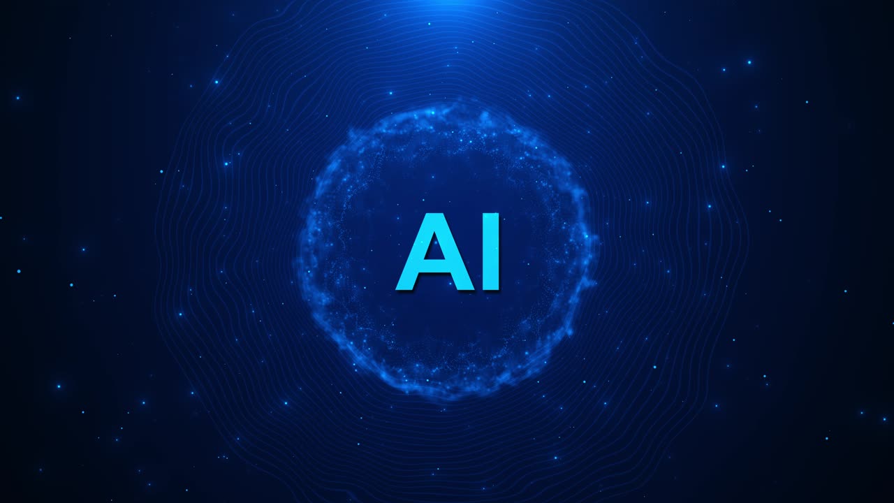 Futuristic motion graphic polygon digital brain grid line ai technology icon rotation background