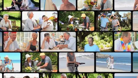 montage of active elderly couples