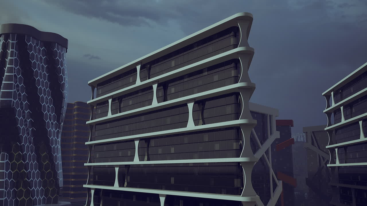 paisaje urbano futurista con arquitectura moderna