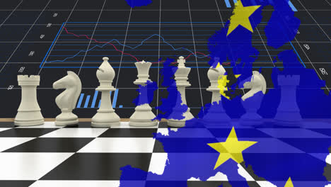 eu map over chess board against financial data processing