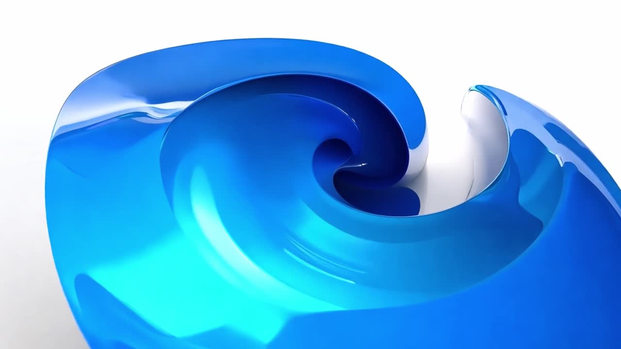 Abstract Blue 3D Shape on White Background