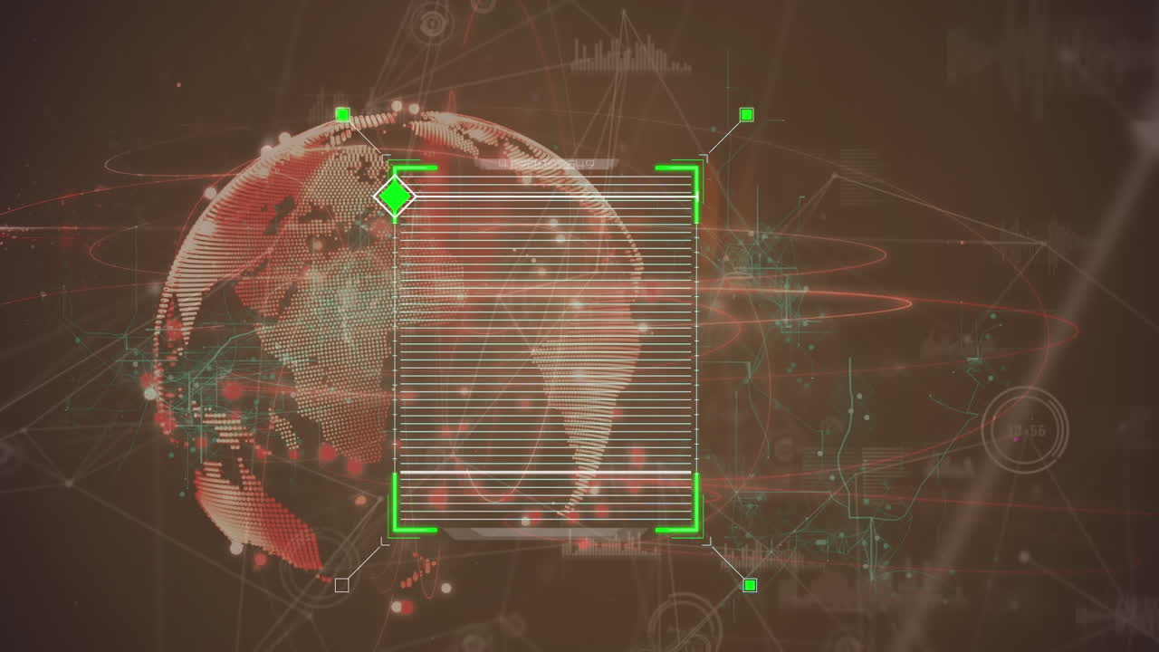 네트워크 o 연결과 세계를 통해 디지털 인터페이스의 애니메이션