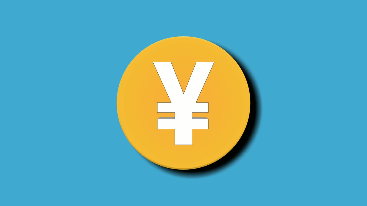 pop up yen japonés dólar moneda dinero símbolo de animación gráficos de movimiento en fondo azul