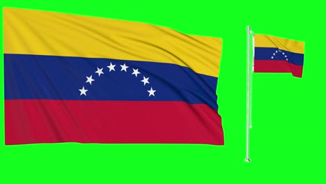 green screen waving venezuela flag or flagpole