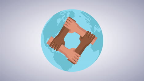 detener la campaña de racismo con manos interraciales y corazón planeta