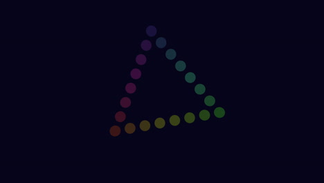 vibrant small circles arranged in a triangular pattern form an abstract, colorful design in the image