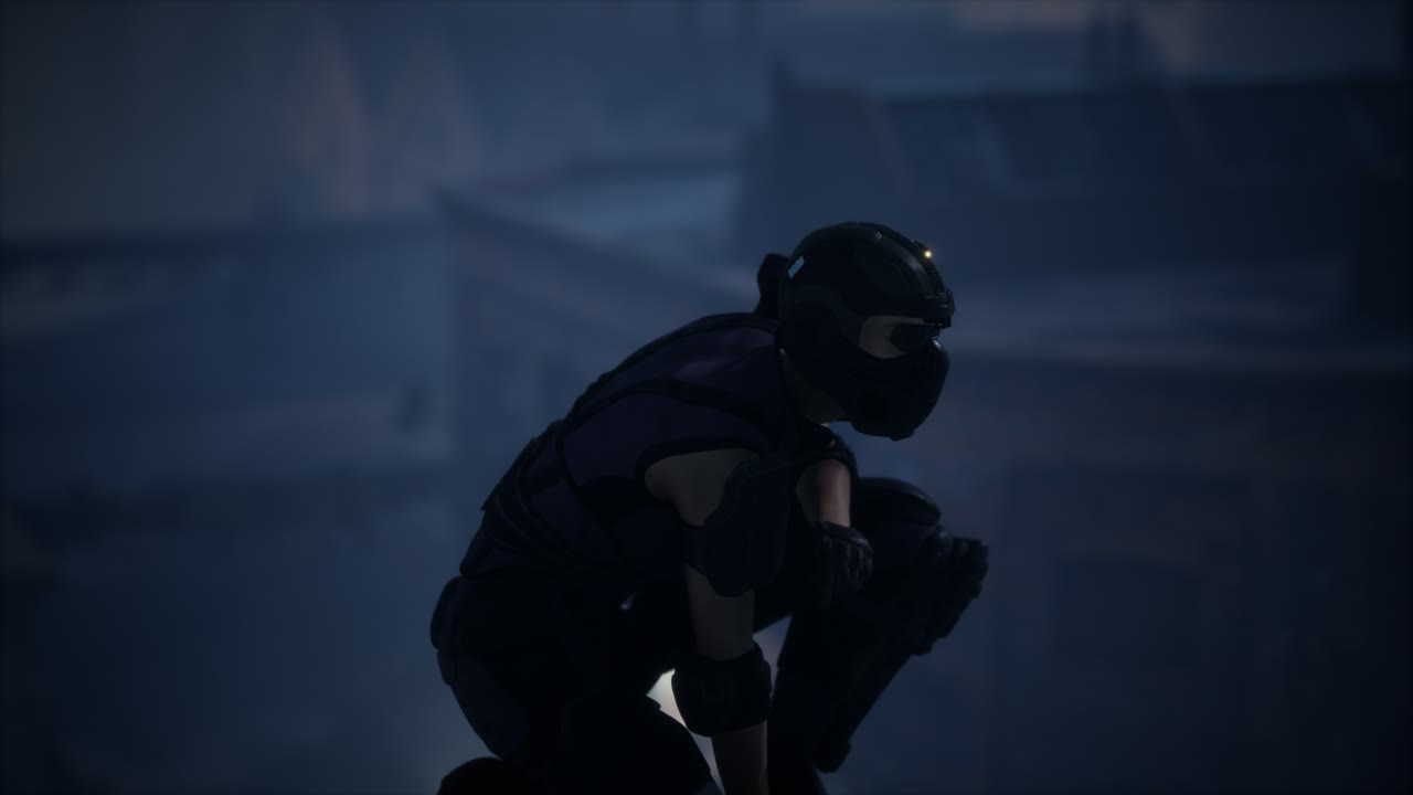 mujer al estilo de cyberpunk en el techo