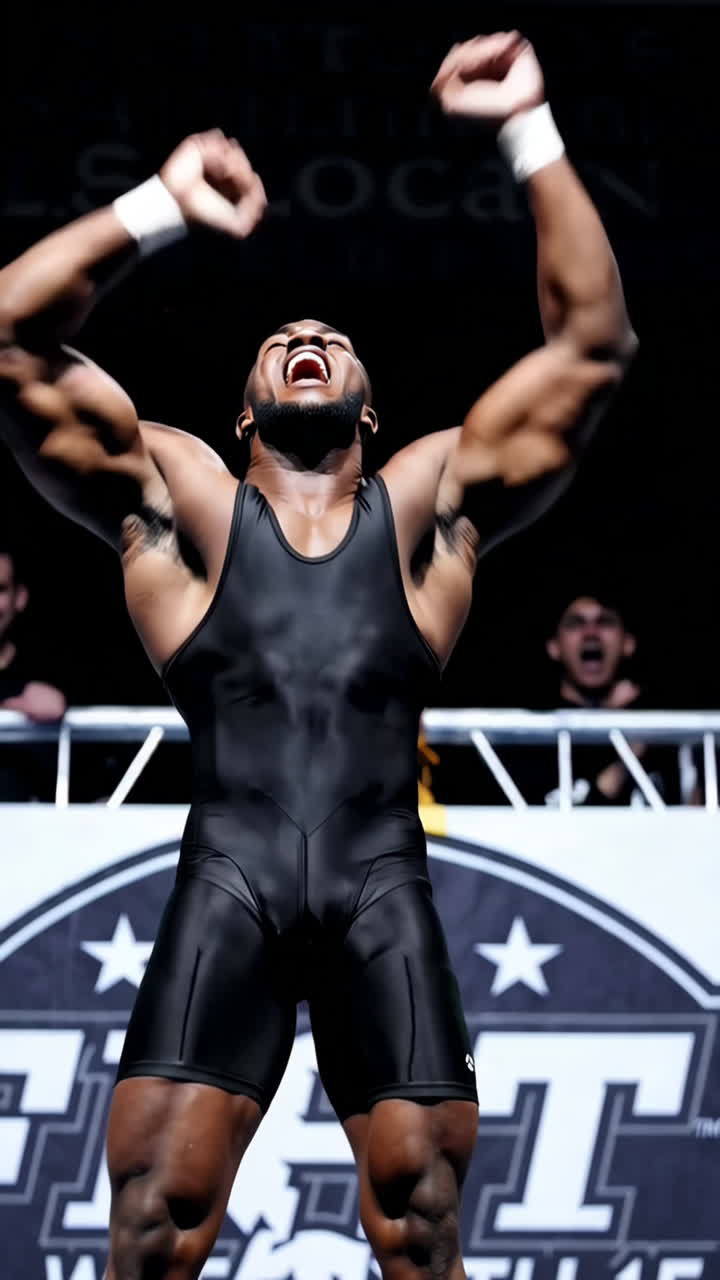 Wrestler celebrating victory