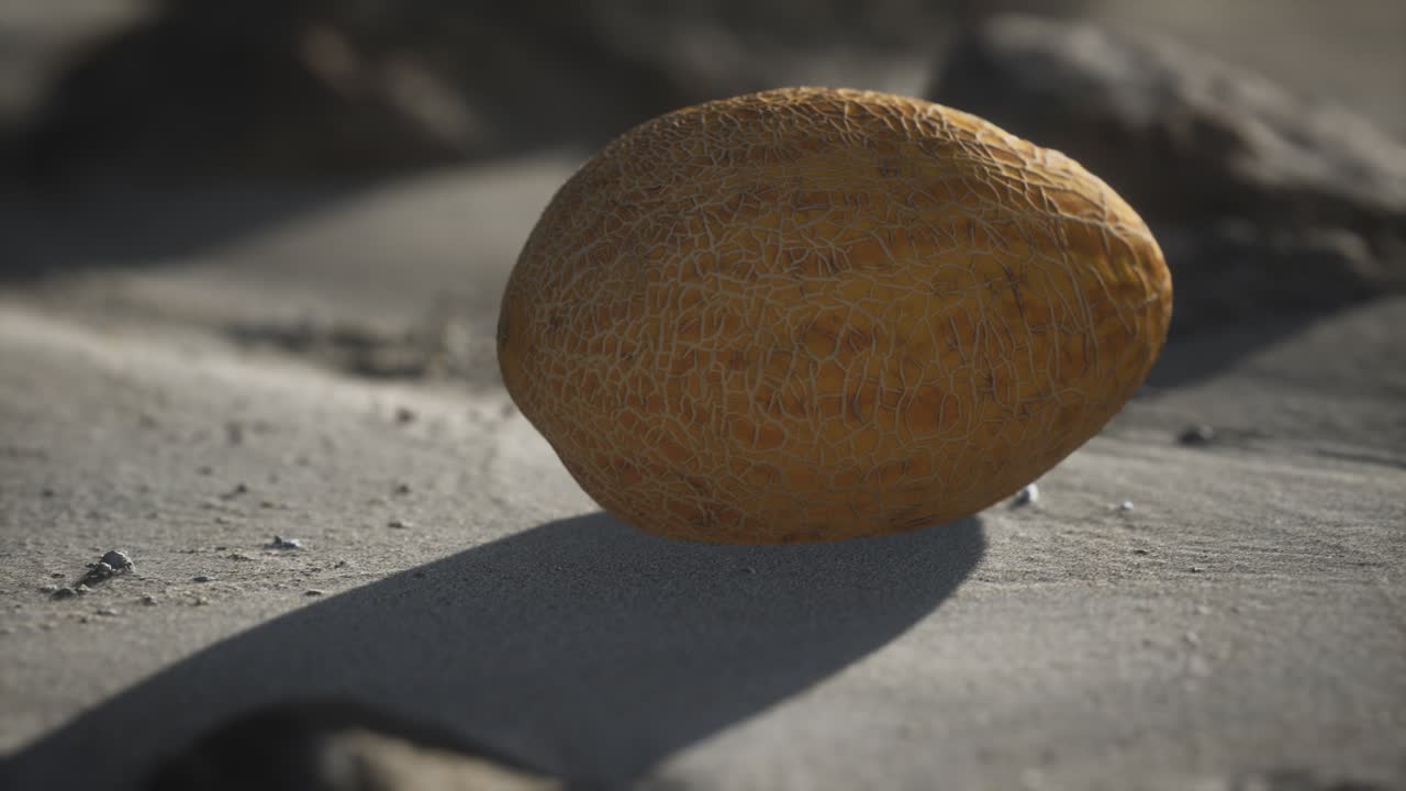 melón del desierto en la playa de arena