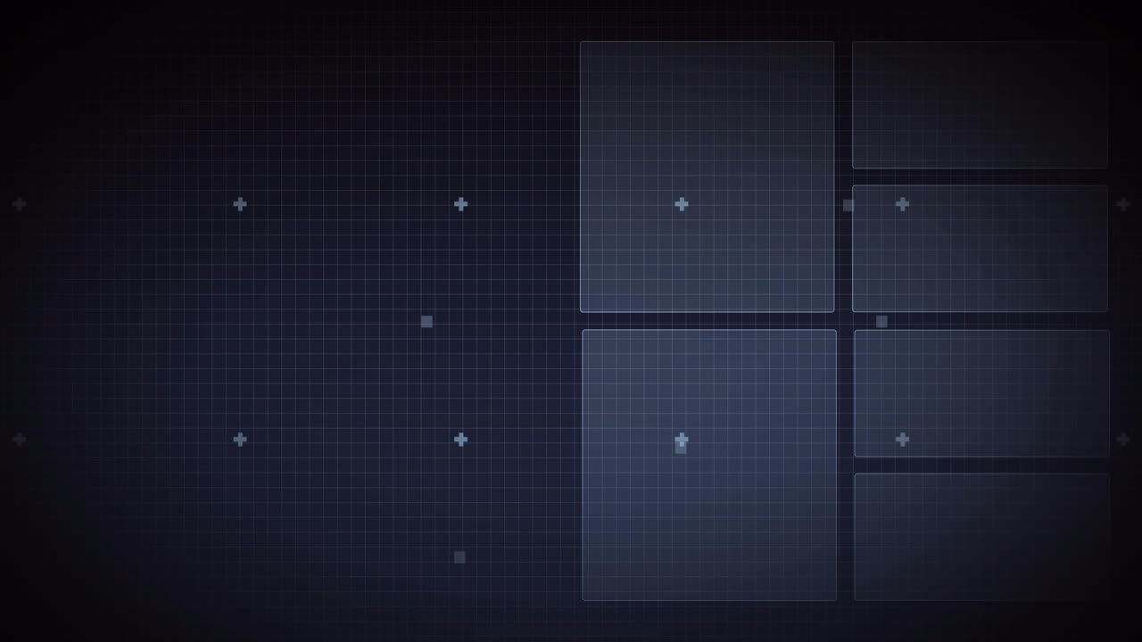 Blue circuits emerging initiating display surging, HUD column rotating, data scrolling for scanning