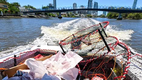 boat travels with crab pots on gold coast