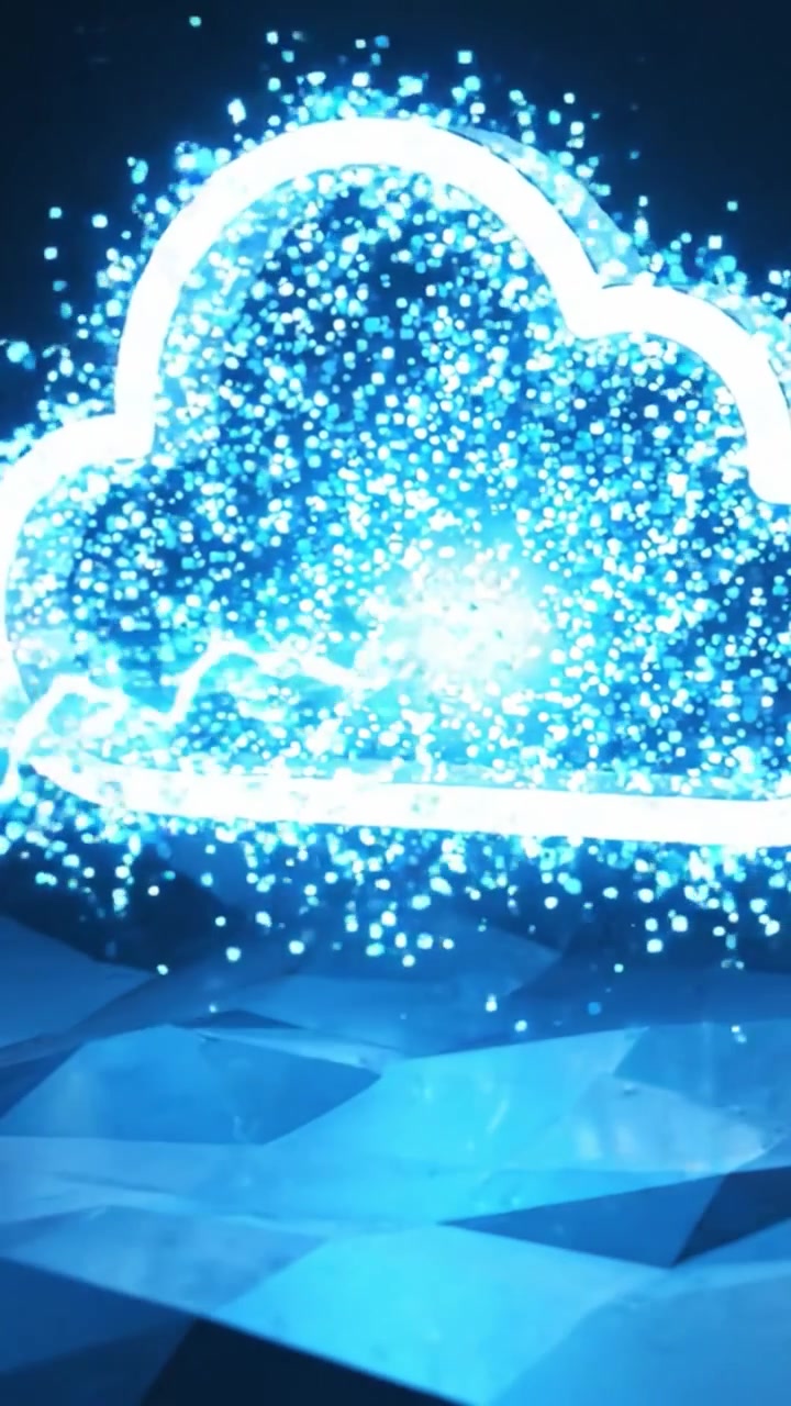 Illuminated Cloud Symbol Set Against a Reflective Surface, Showcasing a Modern Design Element in a Digital Context