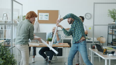 office fun: a paper fight