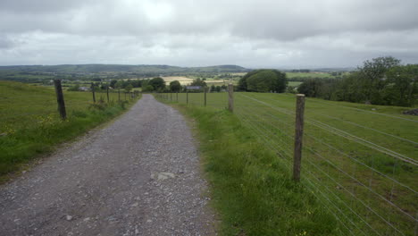 scenic gravel road through irish countryside