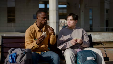 friends in the train station