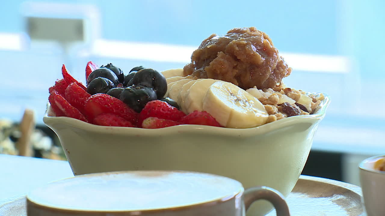 Healthy breakfast bowl with fruits and granola
