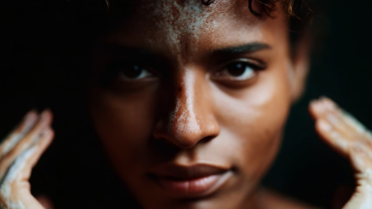 A profound journey of self-discovery and emotional expression captured through two frames, revealing the internal struggle and transformation of a person embracing their identity