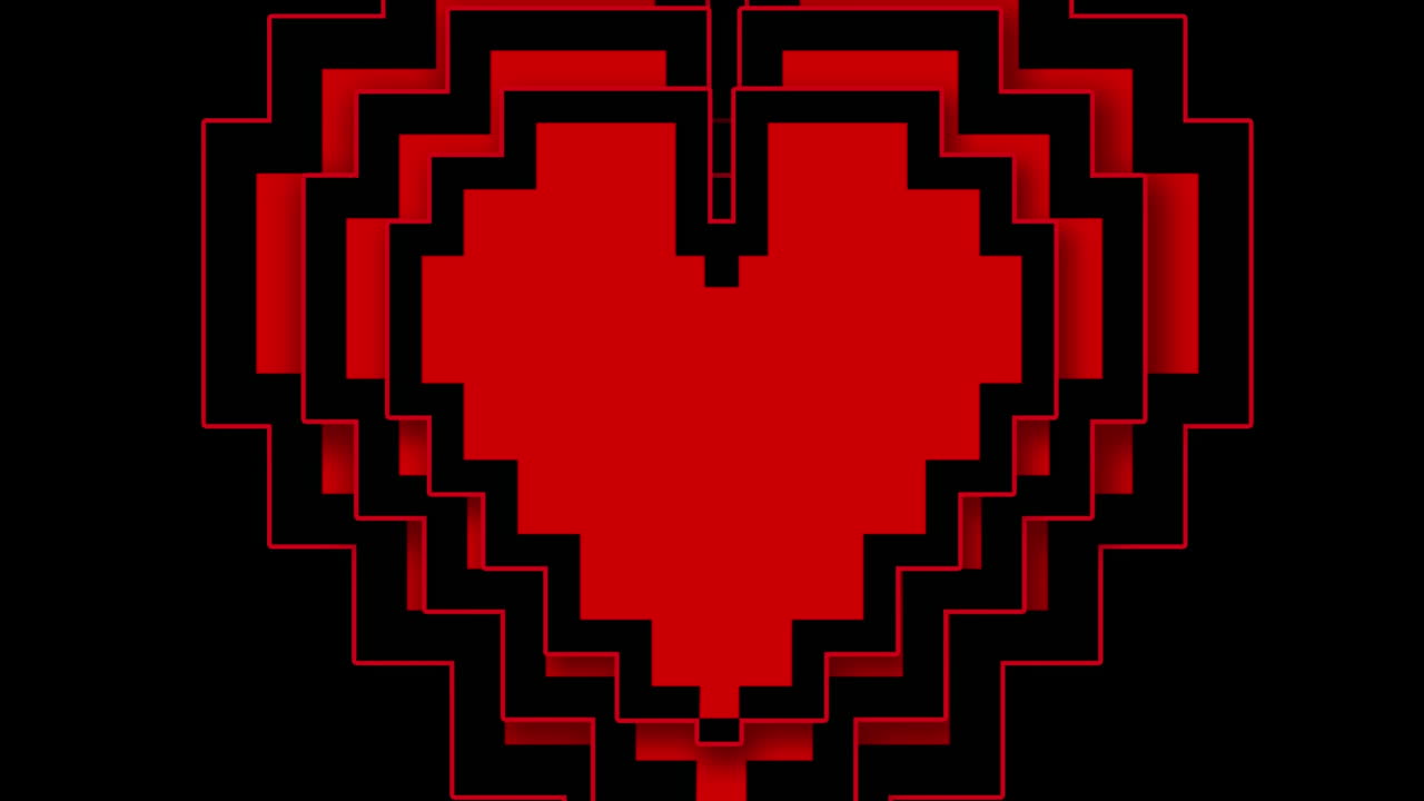 el latido del corazón del píxel sobre un fondo negro