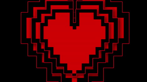 pixel heart beating on black background