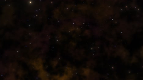 CGI-universe-zoom-by-of-stars-in-vast-brown-nebula-cloud-in-deep-space,-wide-view