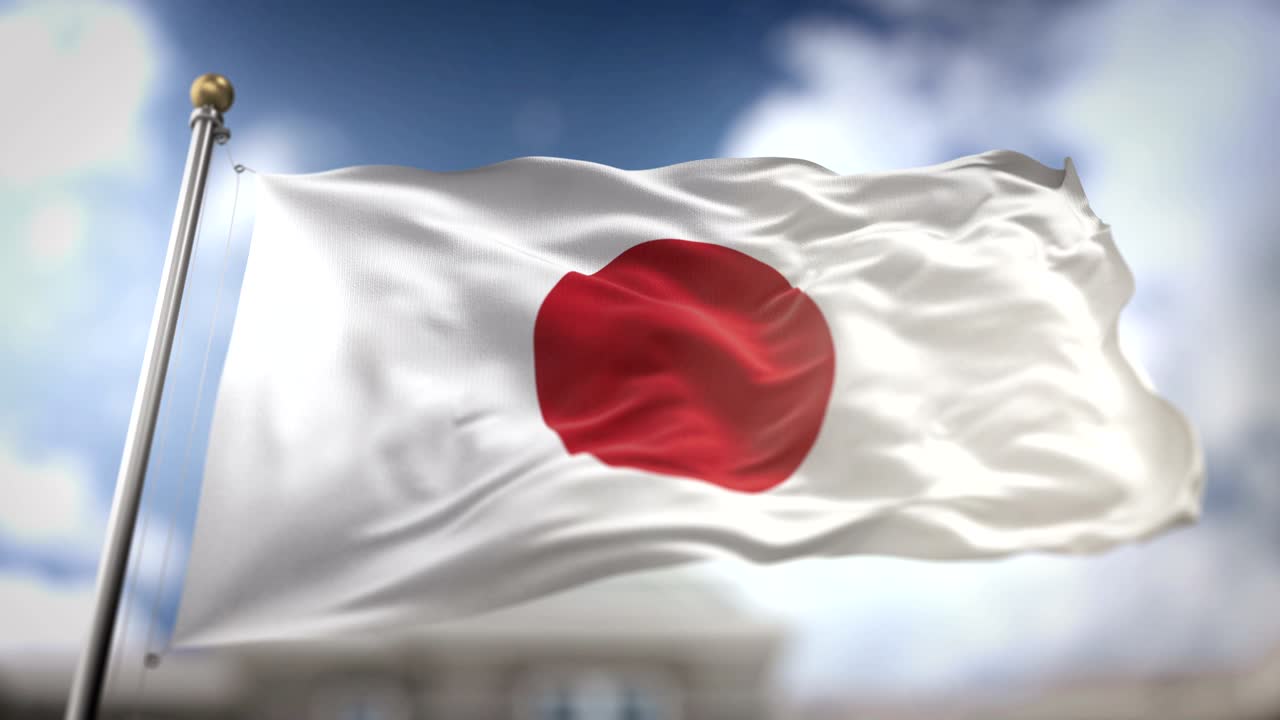 일본 발을 흔드는 느린 동작 3d 렌더링 파란 하늘 배경 - 원활한 루프 4k