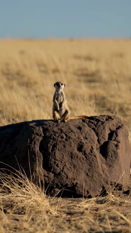 meerkat on a rock in the savanna