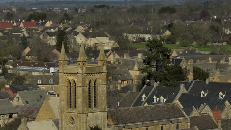 old english stone church broadway village worcestershire uk aerial view st michael and all angels c of e