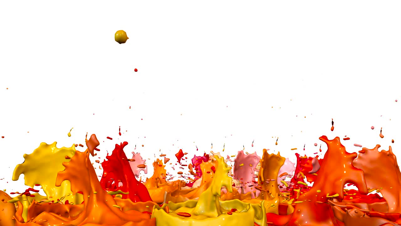 las pinturas bailan con la desaceleración del tiempo en fondo blanco. simulación de salpicaduras 3d de tinta en un altavoz musical que reproduce música. salpicadures como un fondo brillante en ultra alta calidad 4k. tonos de rojo 7