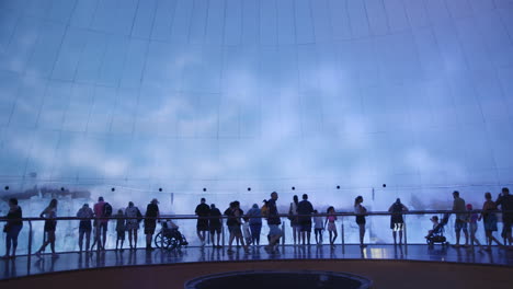 visitors at an imax dome exhibition
