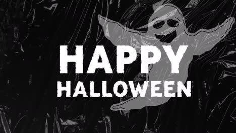 Animation-of-happy-halloween-text-over-shapes
