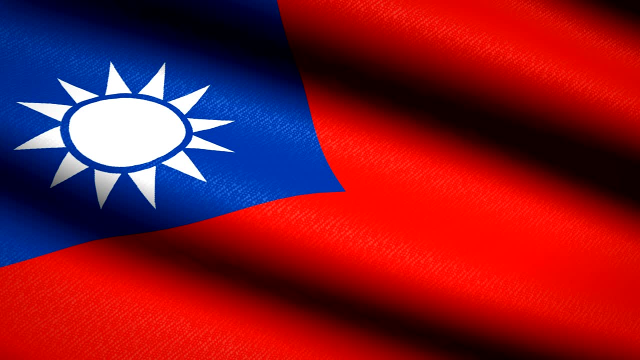 Republic of China (Taiwan) Flag Waving Textile Textured Background. Seamless Loop Animation. Full Screen. Slow motion. 4K Video