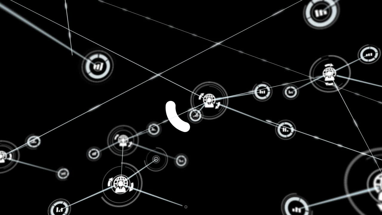 검은색 배경에 연결 네트워크의 애니메이션