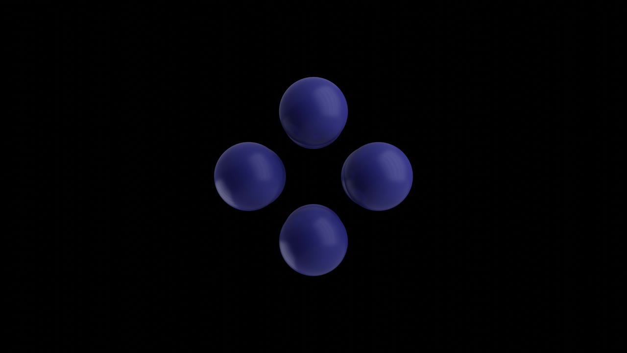 검은 바탕에 움직이는 보라색 공, 추상적인 원활한 루프, 3d 렌더링 모션 그래픽