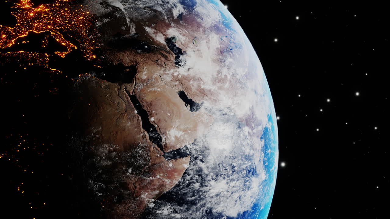 la tierra girando lentamente en el espacio