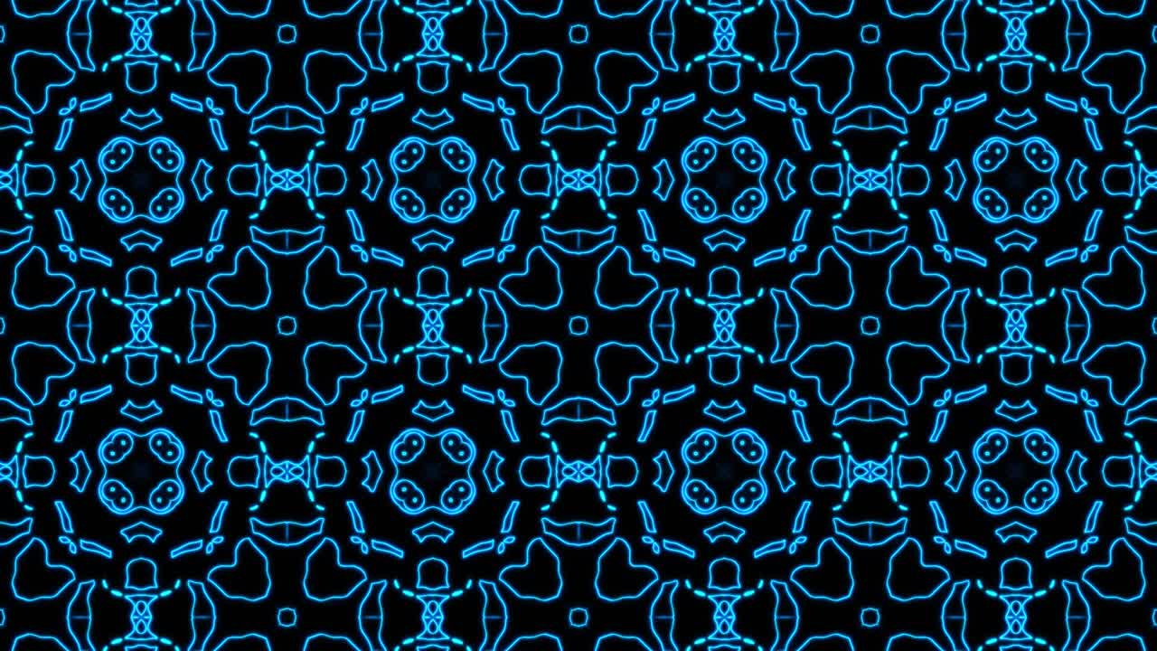 fondo de patrón geometrico sin costuras azul abstracto. rayas abstractas bucle de caleidoscopio. rápido psicodélico colorido kaleidoscopio vj fondo. discoteca fondo de movimiento abstracto. efecto caleidoscope