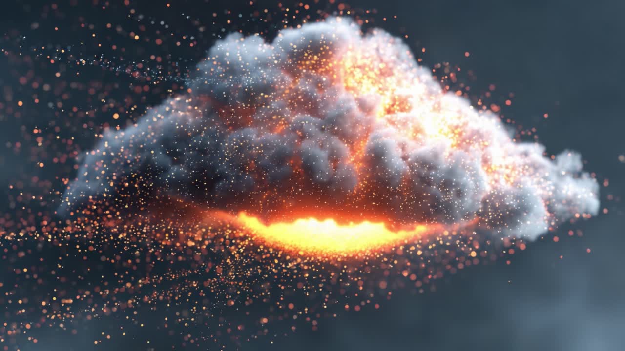 An ethereal cloud emits radiant sparks of energy, creating a mesmerizing visual spectacle that captivates the imagination, shimmering with vibrant colors and dynamic motion