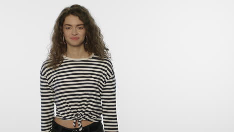 excited young woman showing yes sign with hands.