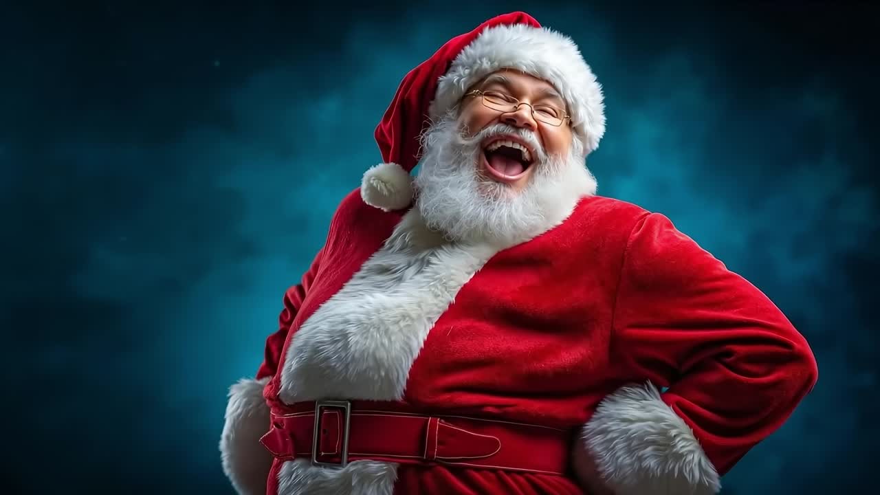 Un uomo vestito da Babbo Natale con un grande sorriso sul volto