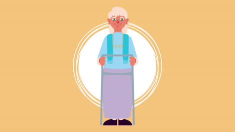 la abuela linda con la animación de walker