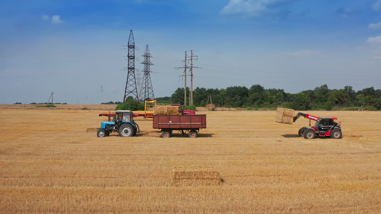 Harvesting Hay in a Field