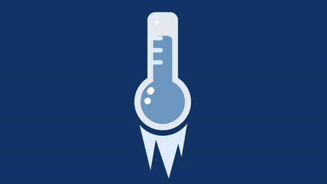 Animation-of-thermometer-icon-over-blue-background