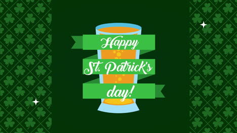 st patricks day animated card with beer and ribbon