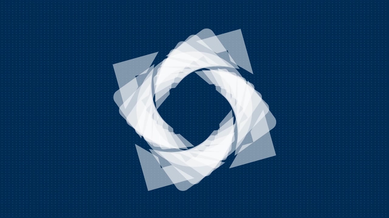Abstract Motion Graphic of Rotating White Squares on Blue Background