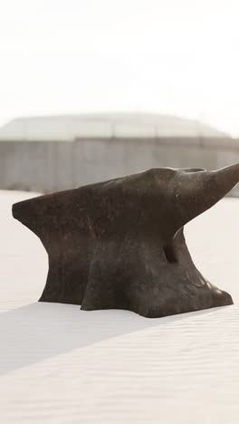 an old anvil sitting on a white surface