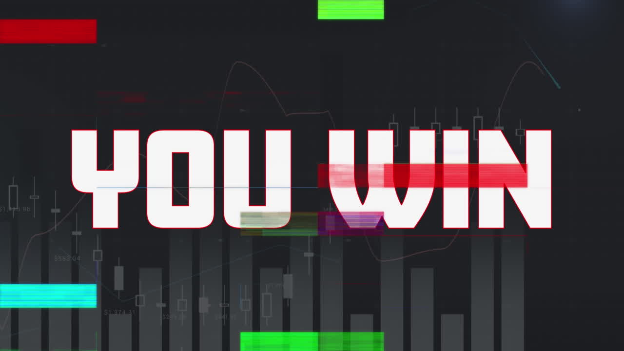 흑색 배경 위에 박이는 직사각형과 통계 위에 텍스트를 이기는 애니메이션.